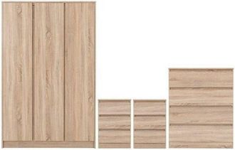 Seconique Malvern 3 Door Wardrobe Bedroom Set - Sonoma Oak Effect