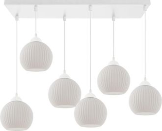 OEM L&aacute;mpara Colgante Riffle Blanca 6 Planas Forma Blanca Bola E27