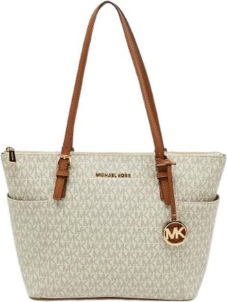 Michael Kors Pre-owned Tote Bags, female, White, Size: ONE SIZE Pre-owned Coated Canvas Shoulder Bag