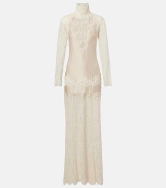 Paco Rabanne Lace and satin maxi dress