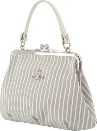 Vivienne Westwood Womens Granny Frame Handbag Gray Cotton