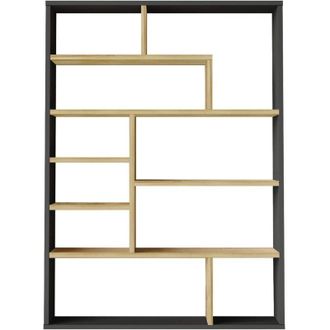 Mobili Rebecca Mobili Rebecca - Librer&iacute;a Rebecca Mobili Farako 123,5x90x22 Tablero De Part&iacute;culas Gris Oscuro Marr&oacute;n Claro Moderno