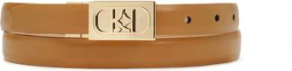 Kazar Beige en bruine dubbelzijdige riem met volledige gesp - Dames - Riemen - Bruin - 90 CM - Leer - Accessoires