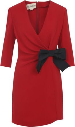 Valentino Garavani Red Bow Silk Dress