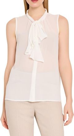 Tahari by ASL Ruffle Tie Sleeveless Top in Ivory at Nordstrom, Size X-Small P