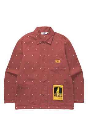 Service Works Polka Dot Cotton Canvas Button-Up Chore Coat in Clay at Nordstrom, Size X-Large