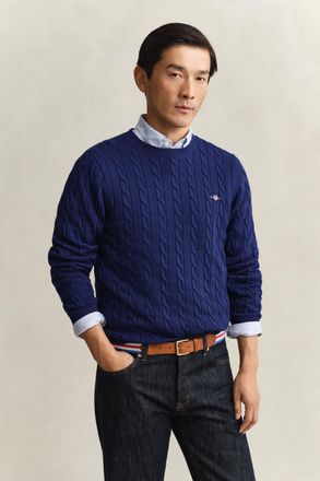 GANT Men Cotton Cable Knit Crew Neck Sweater (XXXL) RICH NAVY