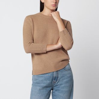 Toteme Camel crew neck sweater in camel hair