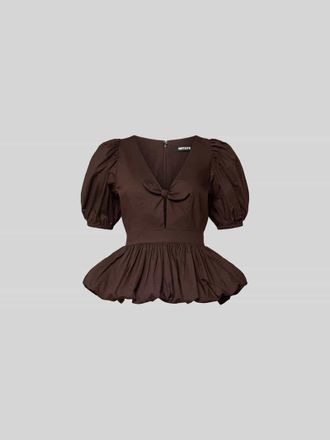 Rotate Blusenshirt mit V-Ausschnitt in Dunkelbraun, Gr&ouml;&szlig;e 36
