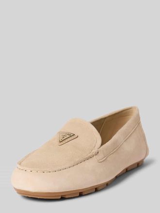 Guess Loafers aus Leder mit Label-Patch Modell LILAN in Sand, Gr&ouml;&szlig;e 36