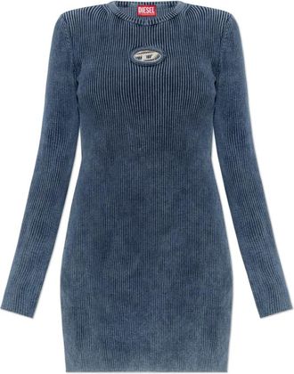 Diesel M-Anchorage-Ls Jurk - Dames - Korte kleedjes - Blauw - M - Katoen - Kleedjes