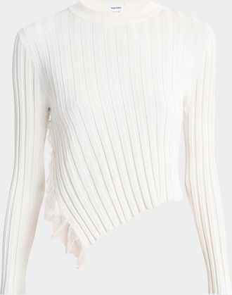 Alexander McQueen Asymmetric Ruffle Crewneck Sweater
