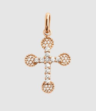Gigi Clozeau Pendentif Croix Dentelle PM Diamants Or