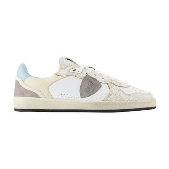 Philippe Model Mens Pgal Low Sneakers - Philippe Model Leather White Calfskin Shoes