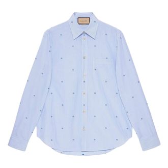 Gucci Striped Cotton Poplin Shirt Light Blue White 703396-ZAHJ0-4514