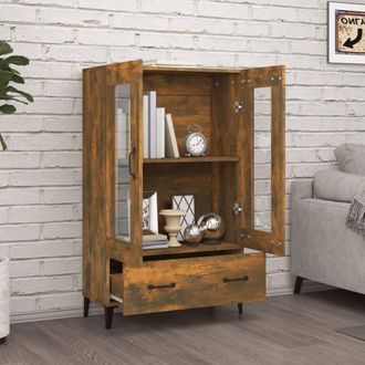 Berkfield Home Highboard Smoked Oak 70x31x115 cm Engineered Wood in Brown | Size: 70 x 31 x 115 cm