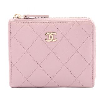 Chanel Matelasse Pink Leather Middle Wallet (Bi-Fold) (Pre-Owned)