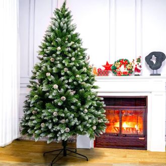 Direct Wicker 6FT Artificial Christmas Tree, Snowflake Spray Xmas Tree in Green