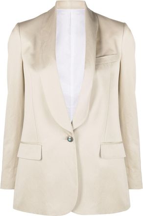 Fortela Blaire single-breasted blazer - women - Cotton/Cotton/Linen/Flax/Viscose - 38 - Neutrals