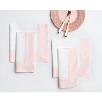 Solino Home Linen Dinner Napkins - Contempo, 20 x 20 in Blush Pink And White at Nordstrom, Size Large