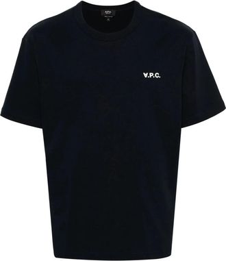 A.P.C. Blauwe T-shirts en Polos - Heren - T-shirts - Blauw - L - Katoen - Tops