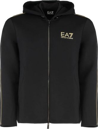 Emporio Armani Gold Label Viscose-Blend Hooded Sweatshirt - Heren - Vesten met rits - Zwart - M - Polyester - Hoodies & sweatvesten