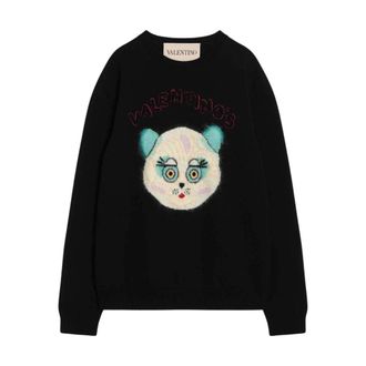 Valentino Garavani Truien & Vesten, Heren, Zwart, XL, Zwarte Crewneck Sweaters Maglia Girocollo