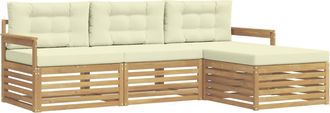 vidaXL Conjunto De Sof&aacute;s De Exterior 4 Uds. Blanco Y Crema Poli&eacute;ster Vidaxl