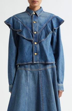 Ulla Johnson The Mathilde Denim Button-Up Shirt in Danube at Nordstrom Rack, Size Medium