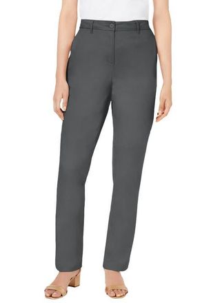 Jessica London Stretch Cotton Chino Straight Leg Pant in Slate at Nordstrom, Size 16Short