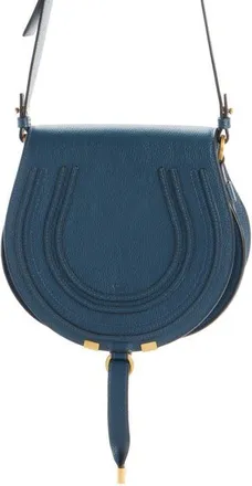 Chlo&eacute; Large Marcie Leather Crossbody Bag in Tapestry Blue at Nordstrom