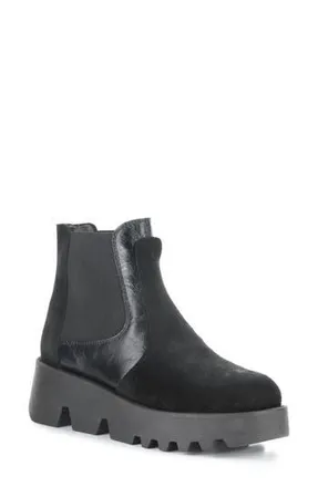 FLY London Zinp Wedge Chelsea Boot in 000 Black Oil Suede at Nordstrom Rack, Size 7-7.5Us / 38Eu