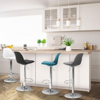 IDMarket Idmarket - Juego De 4 Taburetes De Bar Karl De Color Mixto En Gris Oscuro, Azul Pato, Blanco Y Negro