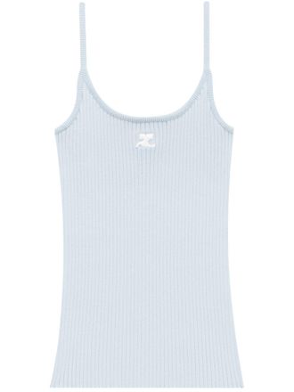 Courr&egrave;ges Ribbed Knit Tank Top With Spaghetti Straps