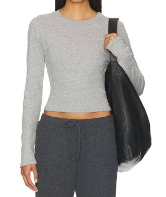 perfectwhitetee Jamie Long Sleeve Tee In Heather Grey