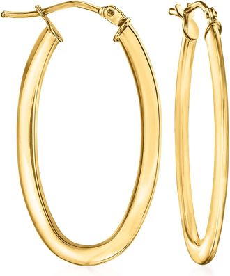 Canaria Canaria Italian 10kt Yellow Gold Oval Hoop Earrings