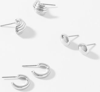 Simons Womens Varied metallic earrings Set of 3