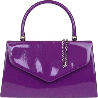 Girly HandBags Womens Patent Clutch Bag Handbag Small Hard Case (Purple)