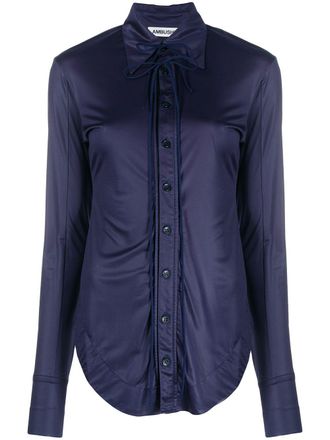 AMBUSH fitted long-sleeve shirt - women - Polyester/Cupro - 2 - Blue