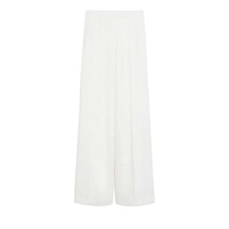 Max Mara Broeken, Dames, Wit, S, Wol, Luxe wollen broek met wijde pijpen