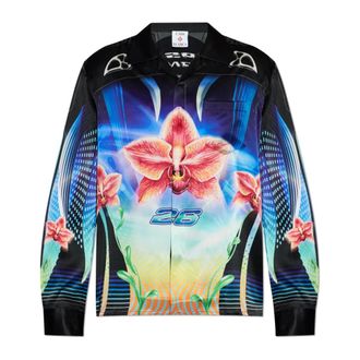 Casablanca Overhemden, Heren, Veelkleurig, M, Leer, Overhemd met patroon en zak