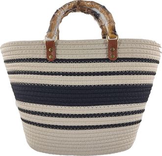 Generic 2023 New Cabbage Basket Woven Bag Beach Bag French Antique Handheld Cotton Thread Woven Bag Cowhide Purses And Handbags (Beige, One Size)