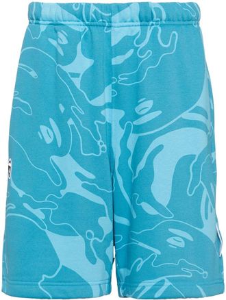 Aape By A Bathing Ape abstract-print jersey track shorts - men - Cotton/Polyester - L - Blue