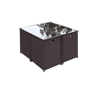Concept Usine Sal&oacute;n de jard&iacute;n de resina trenzada marr&oacute;n/blanco de 8 plazas