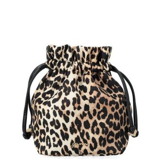 Ganni Tassen, Dames, Bruin, ONE Size, Leer, Bou Bucket Pouch