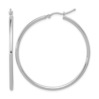 Diamond2Deal 14K White Gold Polished 2mm Round Shape Hoop Earrings