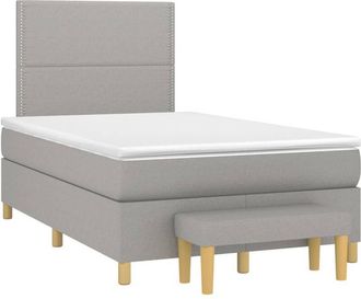 vidaXL Vidaxl - Cama Box Spring Con Colch&oacute;n Tela Gris Claro 120x200 Cm