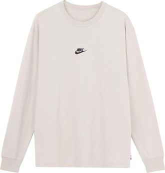 Nike Sportswear Premium Essentials Solid Color Sports Round Neck Pullover Long Sleeves White DO7391-072