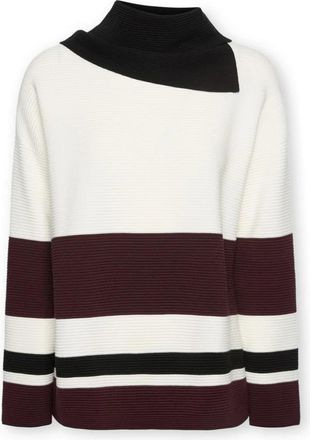Elena Miro Truien & Vesten, Dames, Veelkleurig, M, Polyester, Trui met Asymmetrische Col