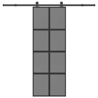 Berkfield Home Sliding Door with Hardware Set 76x205 cm Tempered Glass&Aluminium in Black